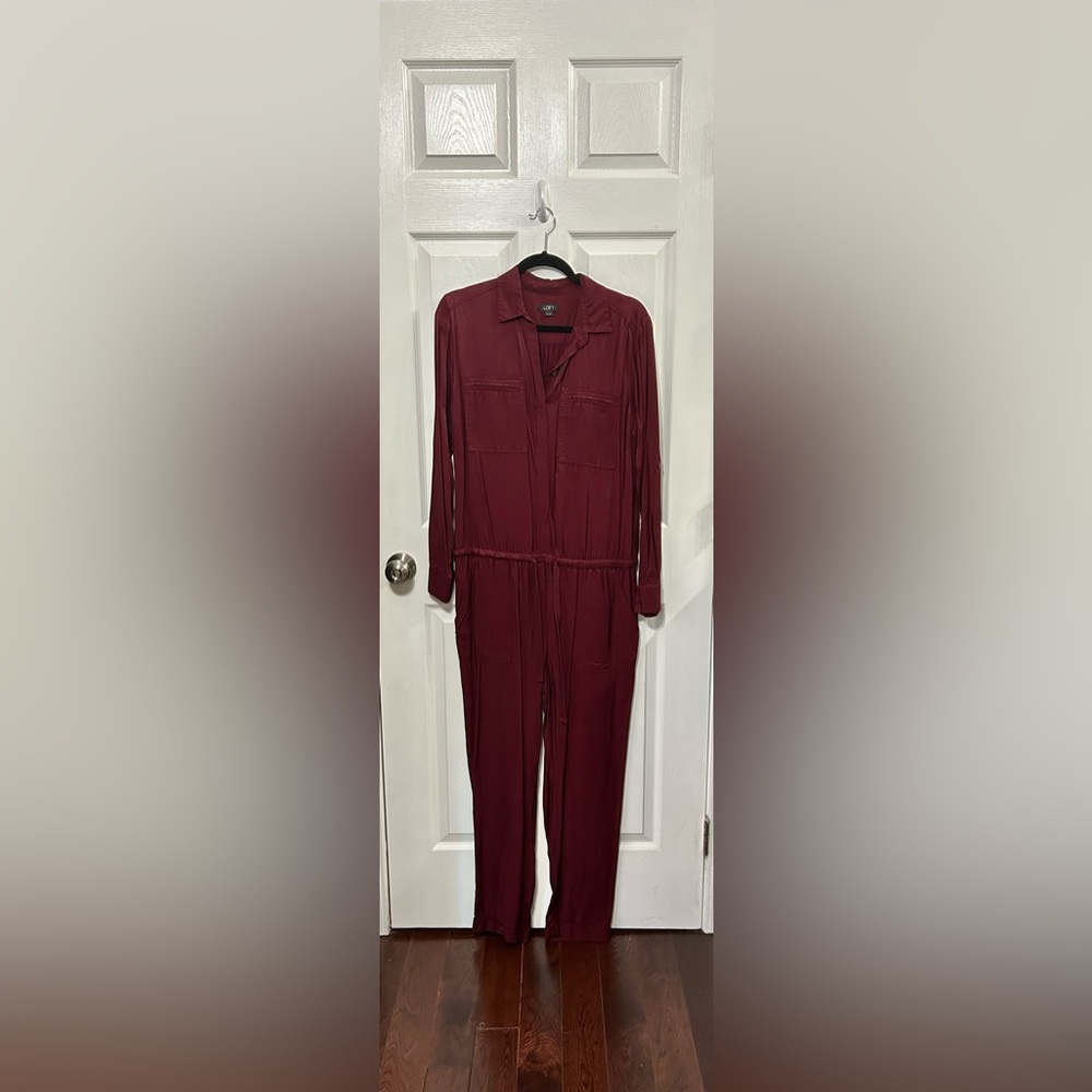 LOFT. Maroon jumpsuit
